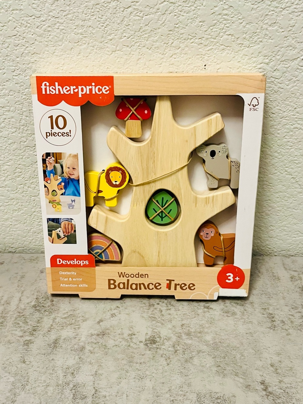 Fisher-Price Wooden Balance Tree Toy - Natural & Multicolor